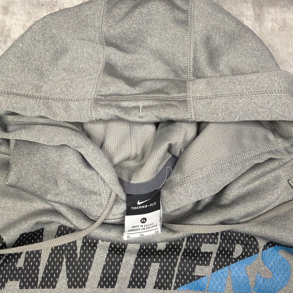 Carolina Panthers Hoodie Mens Medium Gray Nike Therma Fit Sweatshirt NFL - Picture 3 of 6